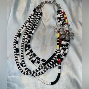 Tribal black and white beaded necklace
